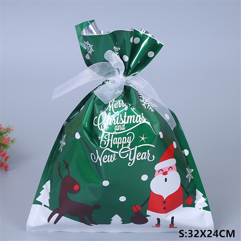3 st julpåse bröllopsgodis kakpåsar festpynt årspresenter snacks bakpaket festtillbehör: S-grön tomte / 1pc