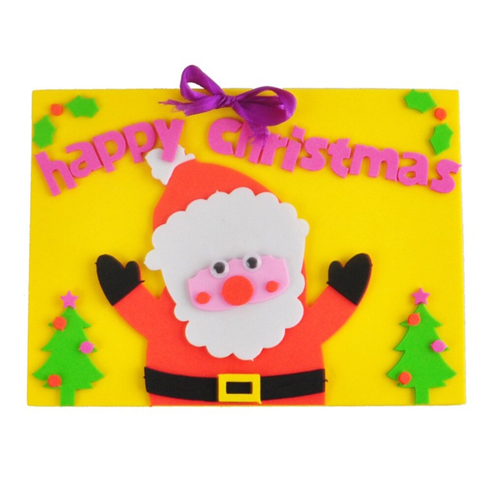nette Karikatur Kleine Santa Schneemann DIY Frohe Weihnachten Postkarte Gruß Karte Karte Weihnachten: gelb