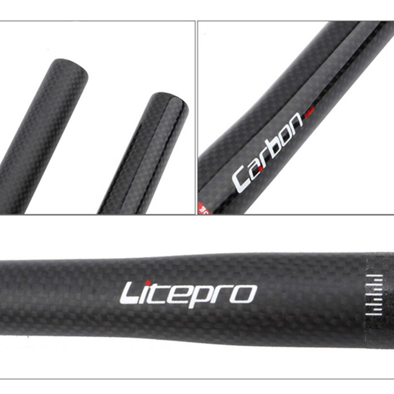 Litepro Faltrad Voller Kohlenstoff Faser Horizontale Griff Bar 25.4*540/580MM Fahrrad Ein-förmigen Ultraleicht fahrrad Gerade Handl
