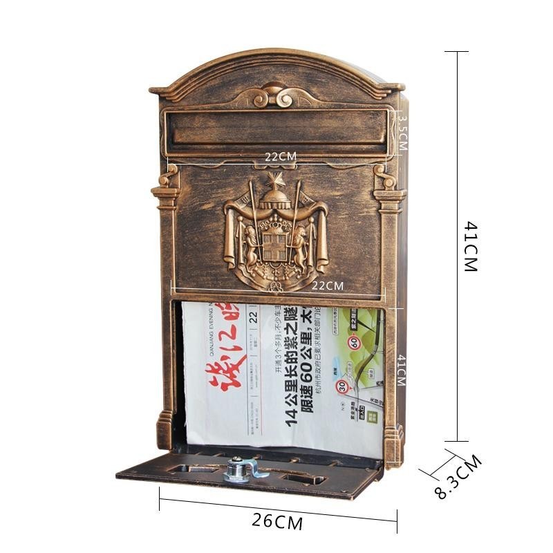 Lockable Secure Mail Letter Post Box Vintage Metal Mail Box Garden Ornament Retro wall-mounted Mailbox CW238