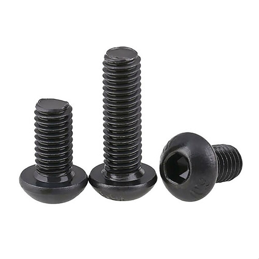 20Pcs M1.6 Button Head Hex Socket Screws DIN7380 Allen Bolts Black Zinc Plated High Tensile Grade10.9 Carbon Steel