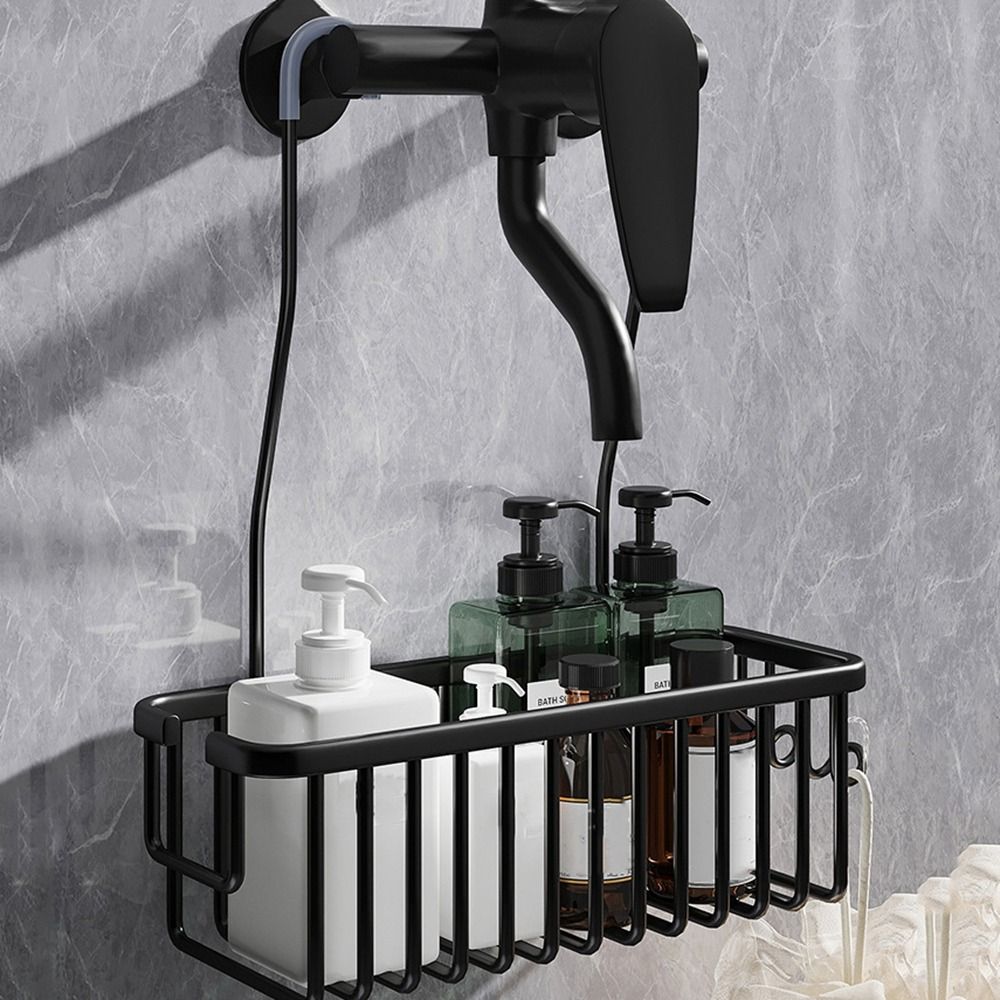 Cesta de ducha colgante plateada/negra/gris con ganchos, estante de almacenamiento de gran capacidad para baño, resistente al óxido, estante colgante para el hogar: Gris claro