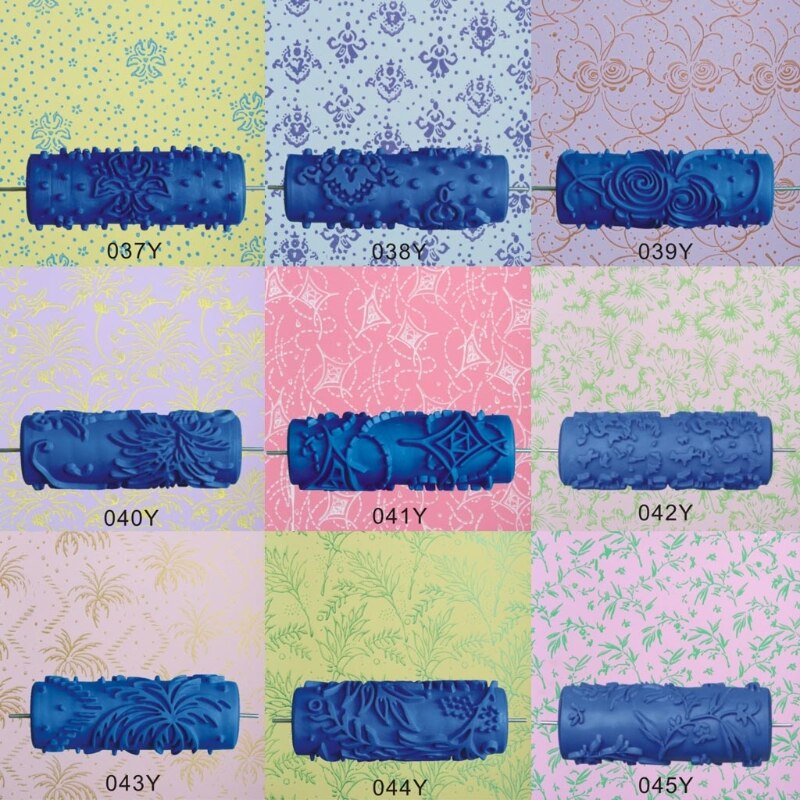 5" Embossed Paint Roller Sleeve Wall Texture Stencil Brush Pattern Decor 066Y