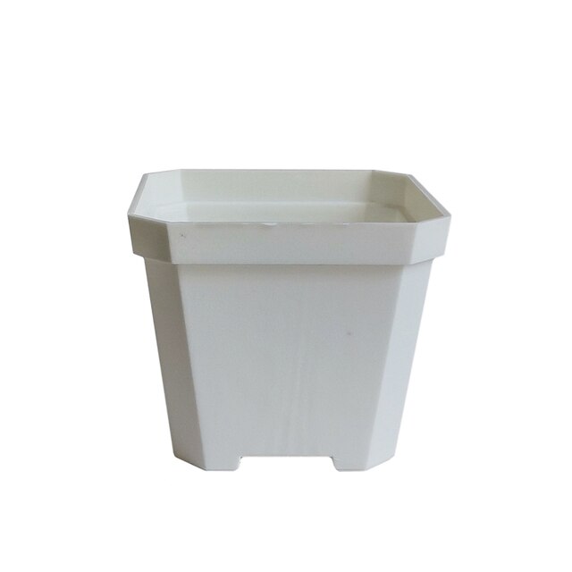 14 Pcs Plastic Dikker Vierkante Bloempotten Home Tuin Kantoor Vetplant Pot Snoep Kleur Kas Kwekerij Potten 10Cm * 10Cm: WHITE