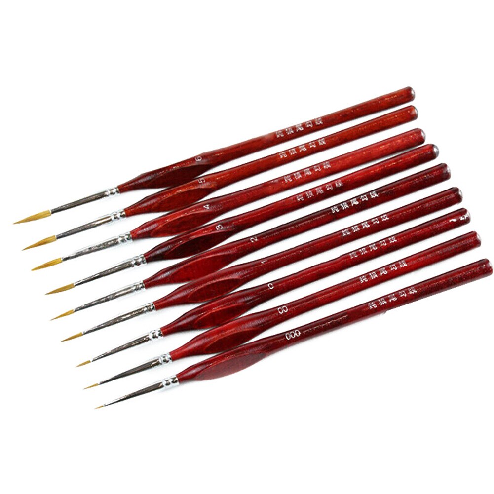 9Pcs/ Setpainting Supplies Miniature Paint Brush Kit Sable Hair Fine Detail Art Model Tools