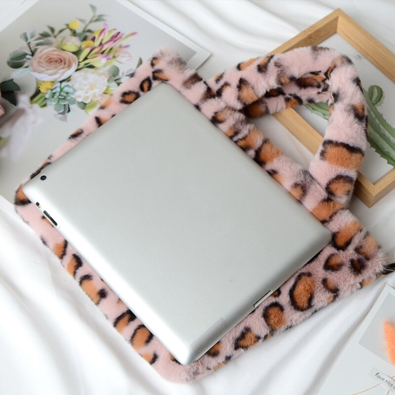 Leopardo impressão de pelúcia bolsa feminina na moda macio bolsa de ombro inverno quente correntes crossbody saco moda fofo menina bolsa de compras