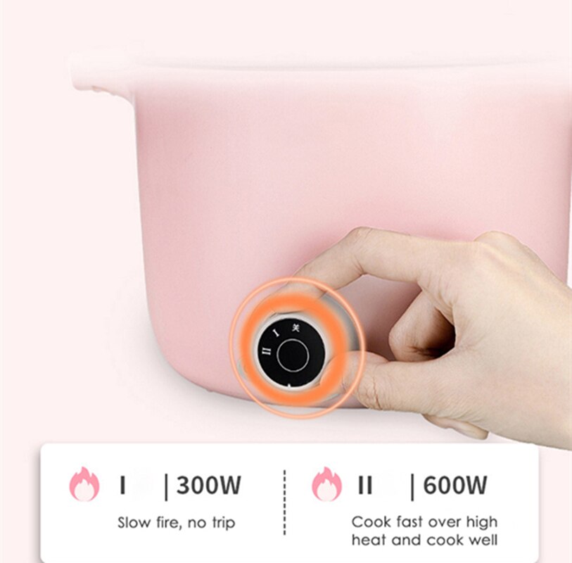 1.5L 220V Mini Portable Multifunction Electric Cooker Pot Frying Fired Food Stewing Pot Mini Rice Cooker Visible Glass