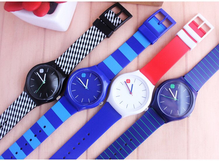 Nazeyt merk dameshorloge waterdicht quartzhorloge met klavertjevier wijzerplaat student kinderen jelly horloge dames siliconen polshorloge