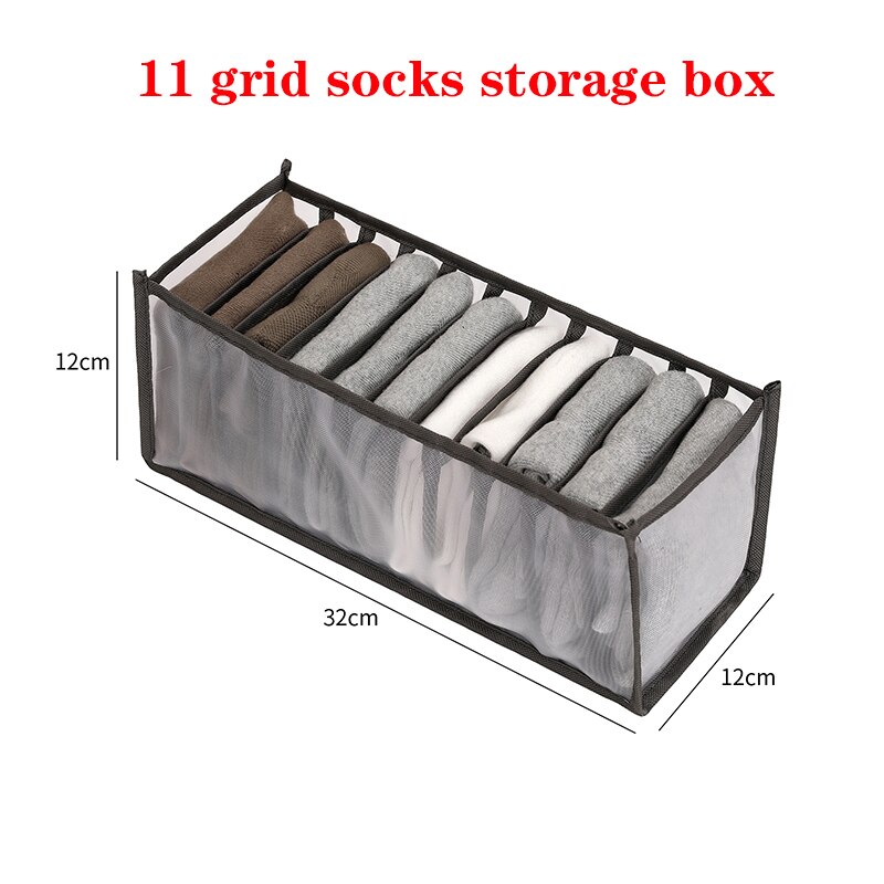 Sous-vêtements boîte de rangement Placard Organisateur Pliable Sous-Vêtements Organisateurs de Stockage de chaussettes Diviseurs Tiroir Organisateur Garde-Robe organisateur: Grey 11 Grid