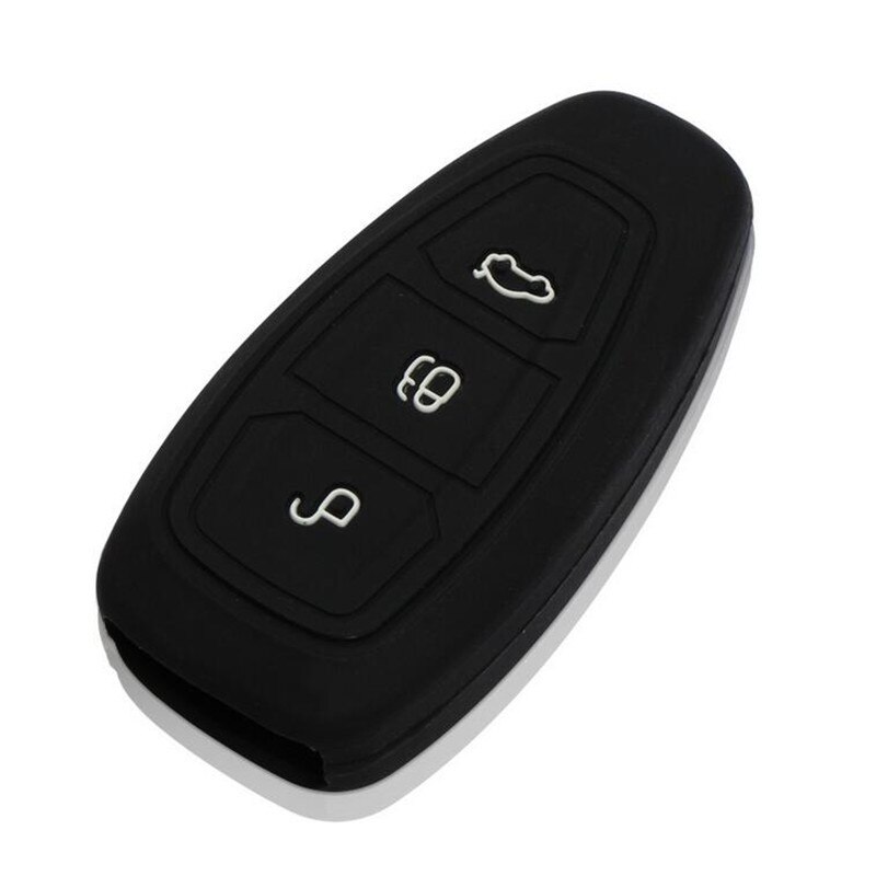 Silicone rubber car key case cover for Ford Focus 3 MK3 ST RS Ecosport Kuga fiesta Fiesta Focus Mondeo3 Buttons smart key: black