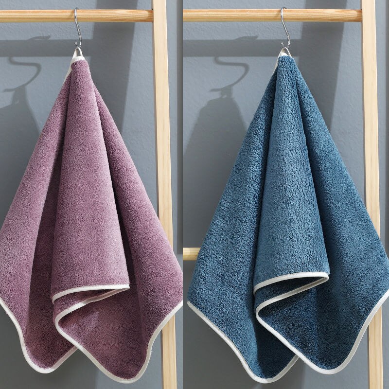 [Twee Packs] Handdoeken Voor Volwassenen Droog Haar Wassen Gezicht Handdoeken Effen Kleur Eenvoudige Handdoek Zonder Lint Absorberen Water dan Puur Katoen: Bean paste Blue