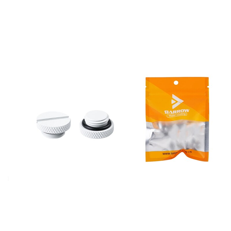 6PCS Barrow G1/4" Stop Plug Fitting - With Coin Slot For Water Cooling Transparent Black,Silver,White,Gold YKLZS1-T01 TZS1-A02: White / 6PCS