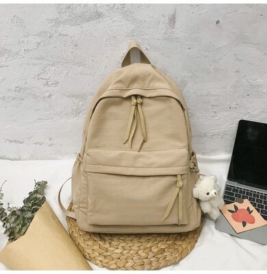 Waterproof Nylon Women Backpack Female Large capacity high schoolbag Korean Vintage girl Shoulder Bags Travel Bag Mochila 0P07: Khaki