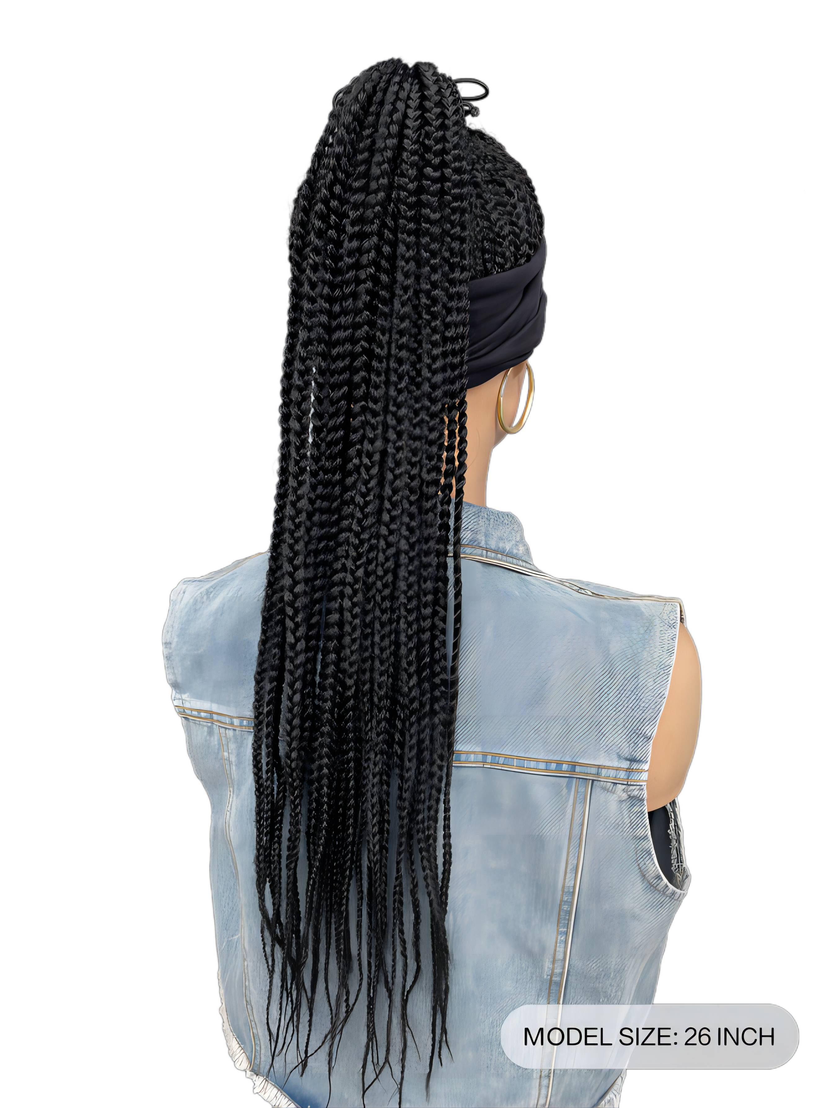 BCHR Headband Wigs for Black Women Synthetic Braided Wigs Twist Crochet Hair Cornrow Braid Wig Long Straight Headband Wig