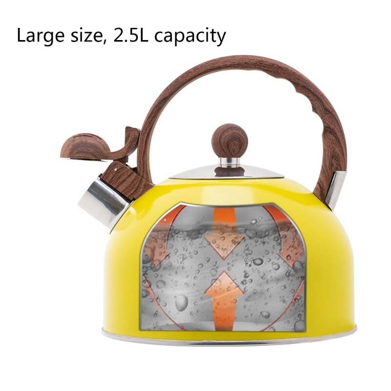 2.5 L Rvs Waterkoker Geel Whistling Kookplaat Theepot Waterketel Met Ergonomische Handvat Water Pot