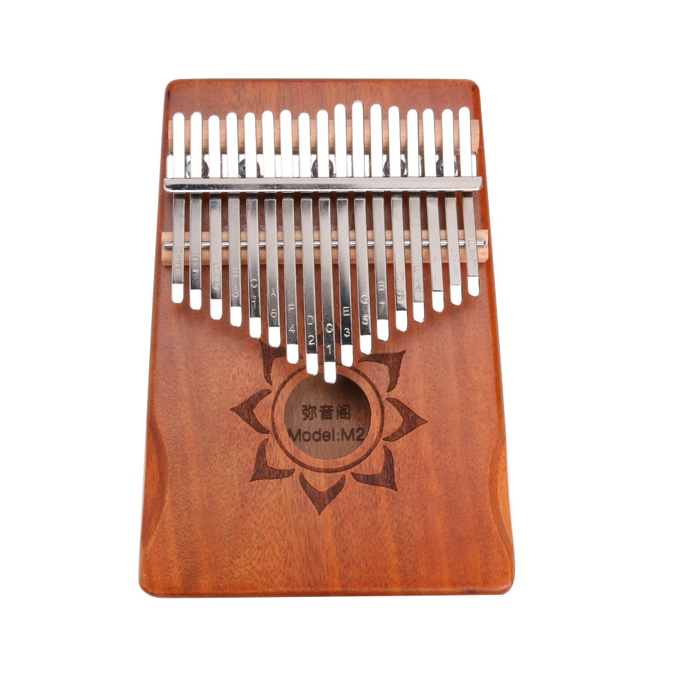 17 nøgler kalimba træ mahogni kalimbas percussion finger tommelfinger klaver med tuner opbevaringspose musikinstrument: Teakfarve