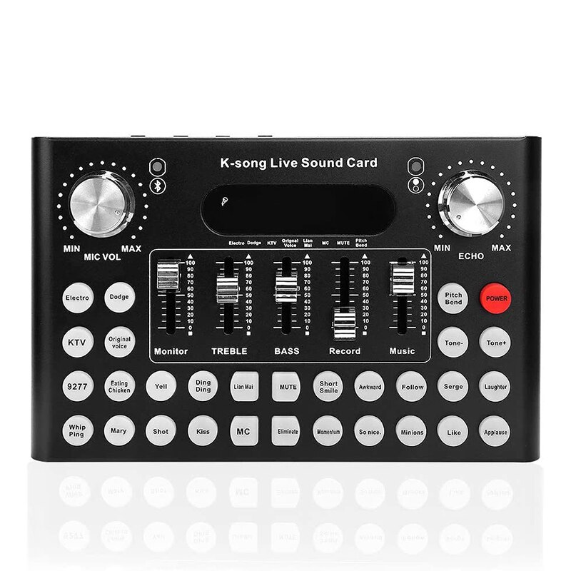 1Set F9 Electric Sound Card 18 Live Sound Effects Bluetooth Microphone Mixer Voice Changer For Mobile Computer Audio Sound Card: Default Title