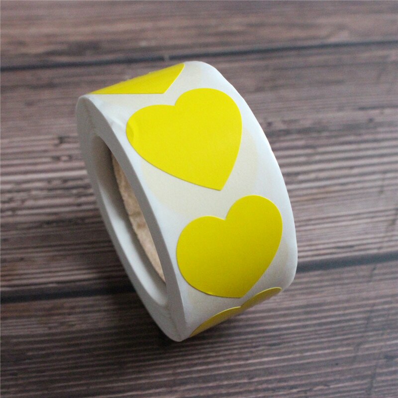 1 pouce coeur noir autocollant scrapbook enveloppe joints étiquettes fournir 500 pièces/rouleau: yellow