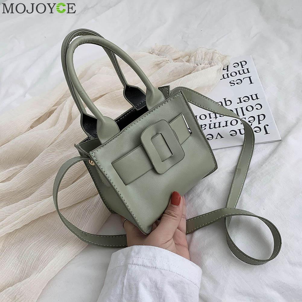 Frauen PU Leder Schulter Crossbody Totes Taschen Damen Mini fest Farbe Bote oben-handhaben Handtasche