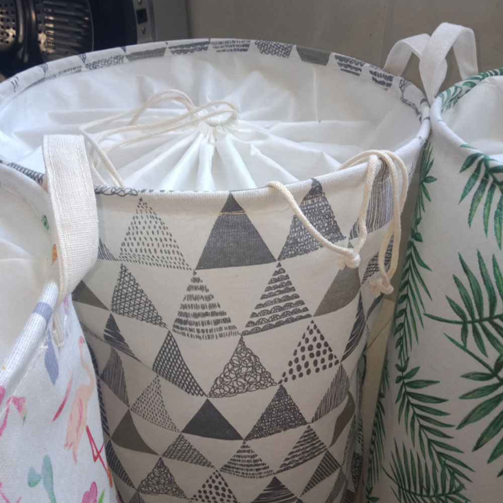 Large Capacity Drawstring Laundry Hamper Canvas Storage Bag Organizer With Handle Bin Folding Collapsible Laundry Basket