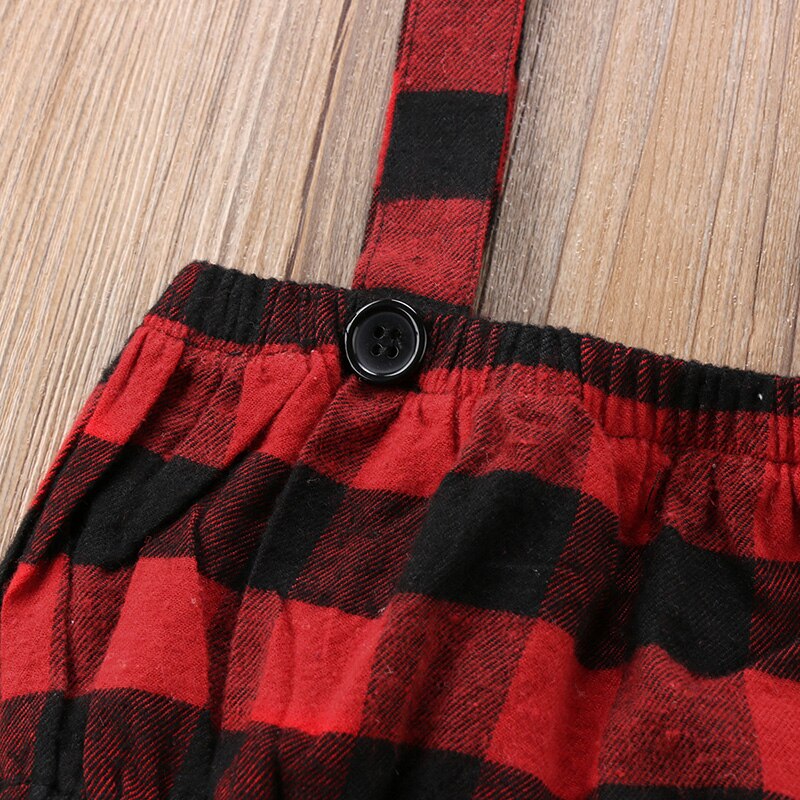 rot Plaid neugeboren Kleinkind freundlicher Jungen Mädchen Sommerhosenträger befestigen Hosen kurze Hose Trägerhose Kleidung 0-3Y