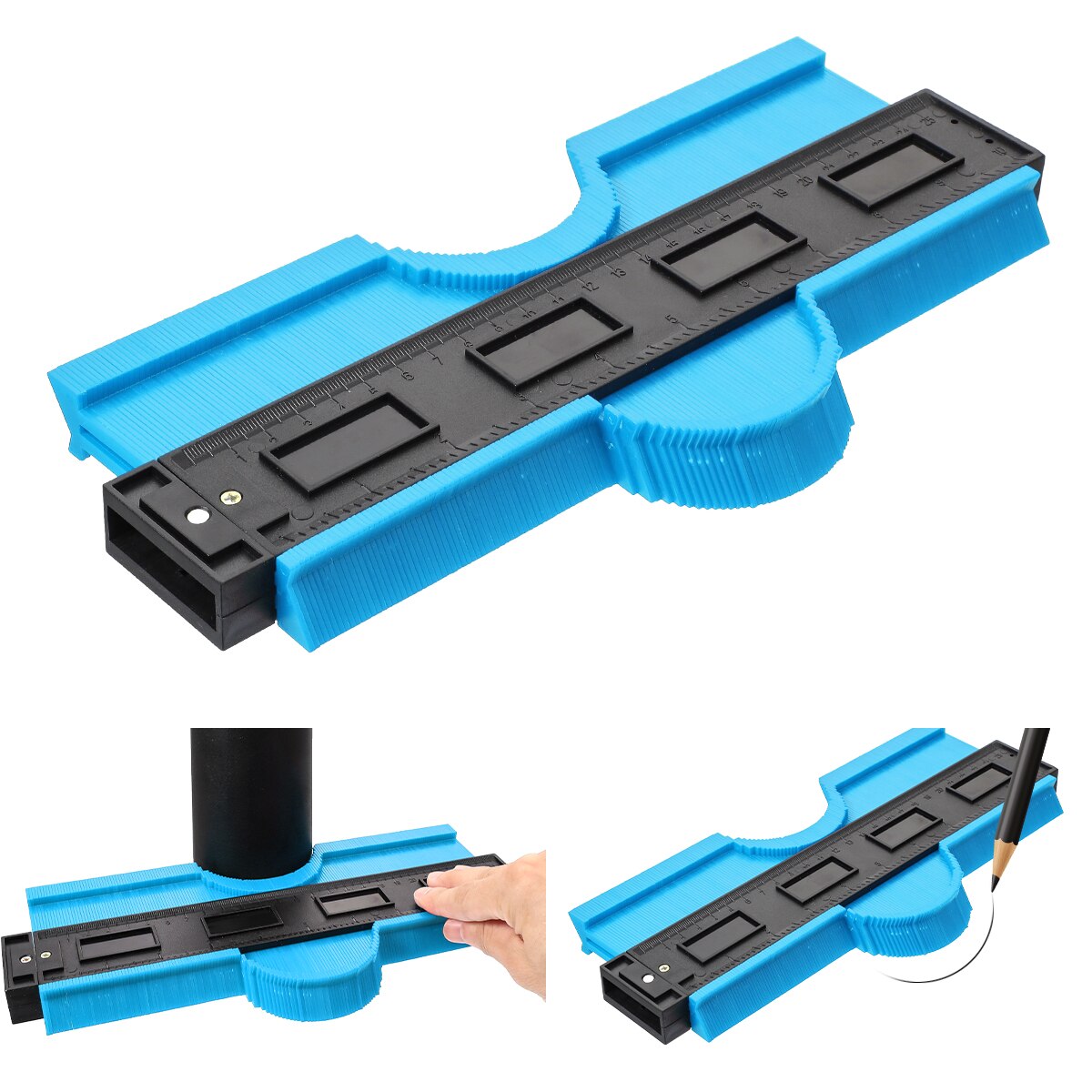 Contour Gauge Plastic Profiel Kopie Contour Meters Standaard Hout Markering Tool Betegelen Laminaat Tegels Gereedschap Profiel Meetinstrumenten: 25cm blue