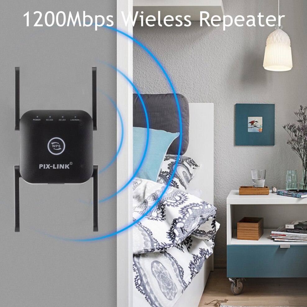 INIOICZMT LV-AC24 Drahtlose 2,4G/5Ghz WiFi Verstärker Verlängerung 1200Mbps Wi-Fi Verstärker 802,11 N Lange Palette AP WI FI Signal Booster