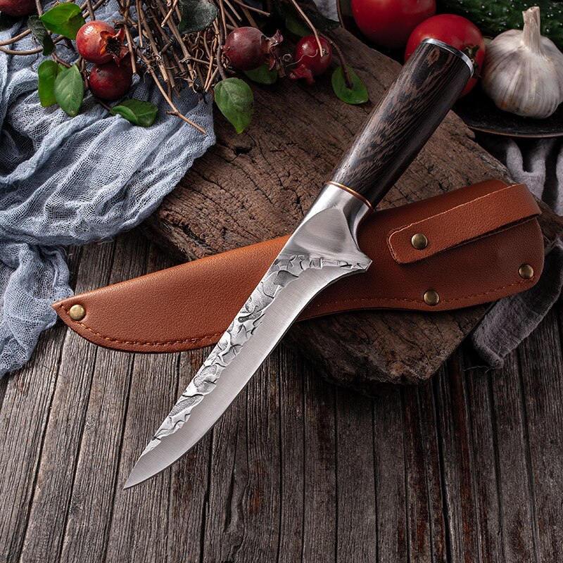 Forged Hammer Chopping Knife Boning Knife Kitchen Kitchen Knife Stainless Steel Meat Cleaver Slicing Knife Cooking Knife: Style C with cover