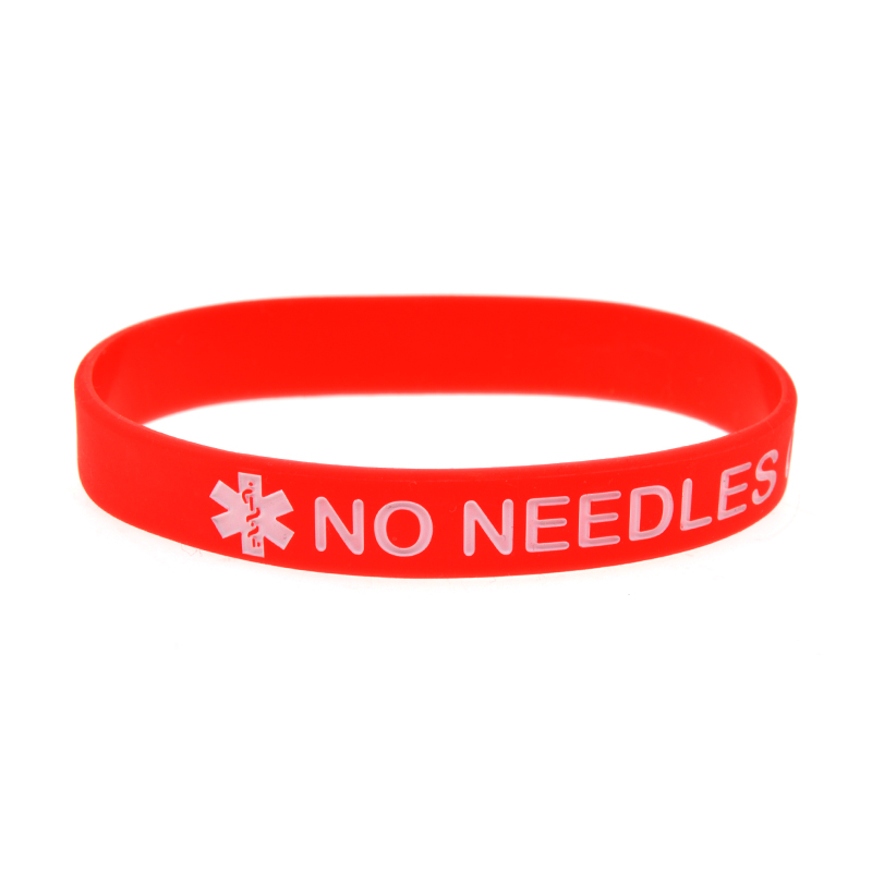 1PC/7PCS No Needles Or BP In This Arm Silicone Wristband Men Women Inspirational Bracelet Adult Size 7 Colors: Red