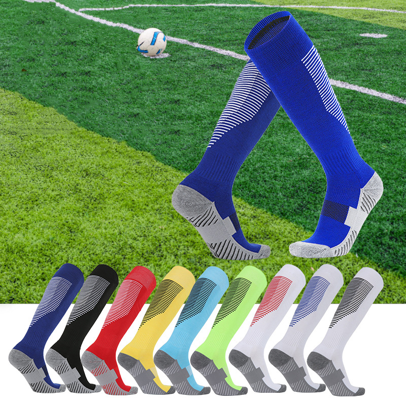 Sports Cycling Woman Men Compression Football Socks High For Sport Men&#39;s Cotton Yoga Long Towel Bottom Over Knee Stripe Socks