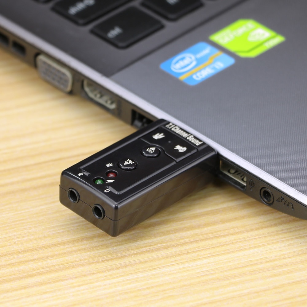Mini External USB 2.0 FullSpeed Sound Card 7.1 Channel 3D Audio Adapter Converter + 3.5mm Earphone MIC Interface for PC Computes