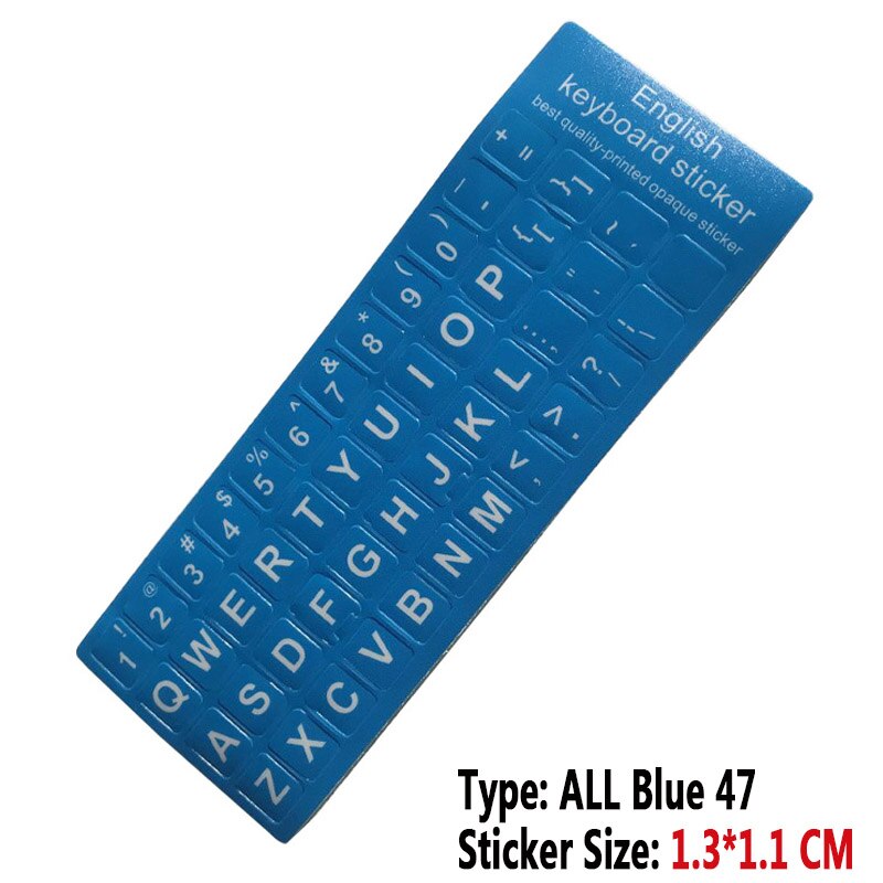 SR English Language 16 Standard Waterproof Keyboard Cover Stickers Layout Button Letters Computer Laptop Skins Accessories: ALL 47 Blue