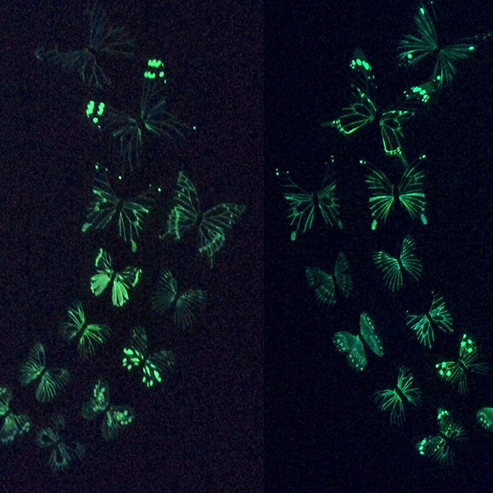 Venster Kids Voor Slaapkamer Deur Woonkamer Lichtgevende Home Decor Pvc Verwijderbare Hotel 3D Stickers Gloeiende Vlinder Muurstickers