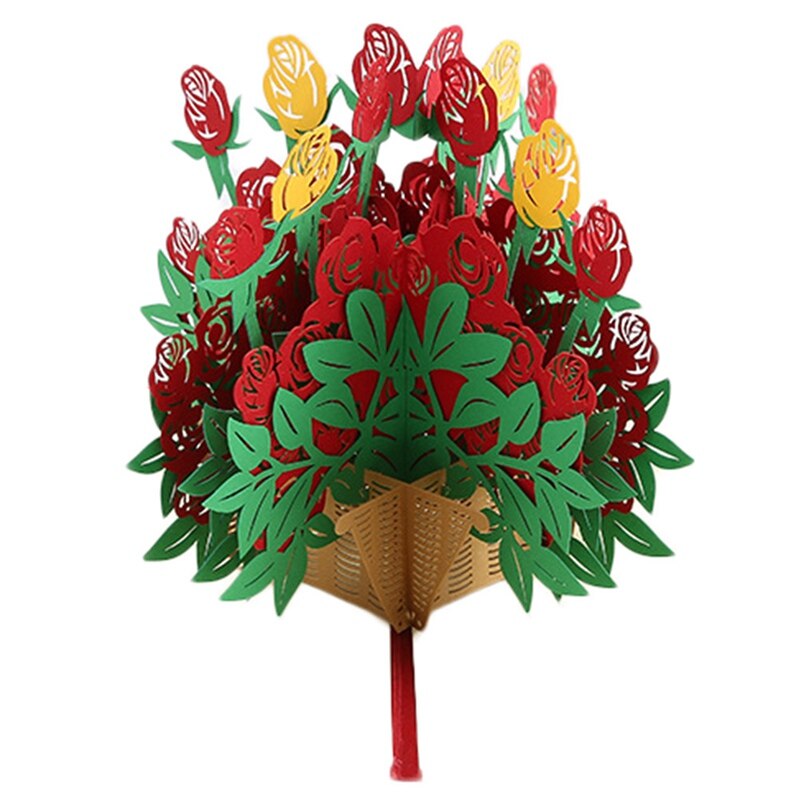 1 stücke 3D Stereoskopischen Rose Blume Gruß Karte Valentinstag Hochzeit Einladung Karten Romantische Hochzeit Partei Liefert