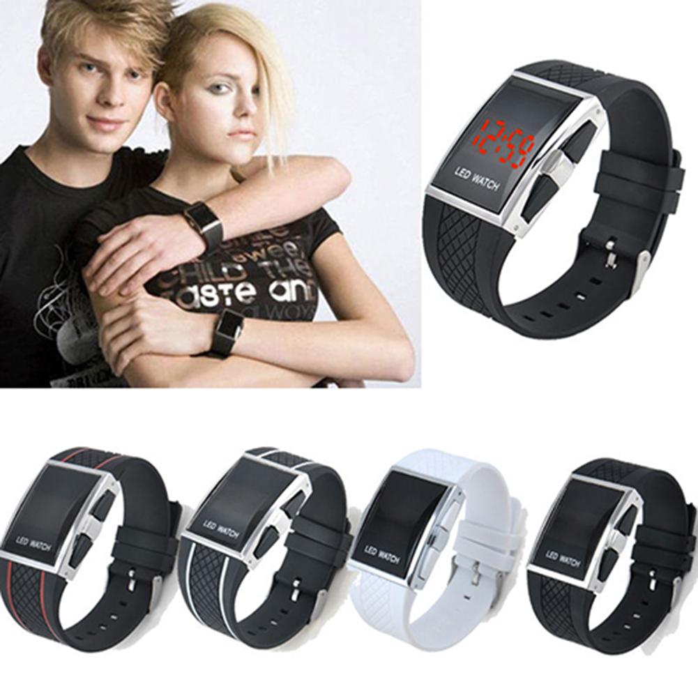 Casual unisex vierkante kast led digitaal display sport polshorloge horloge voor dames heren