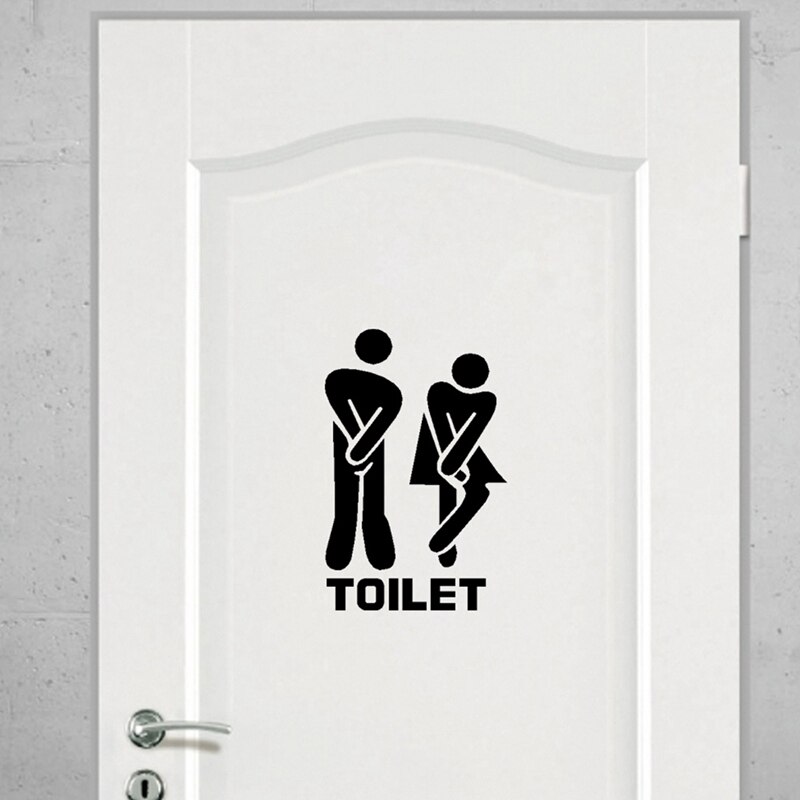 1 Sheet! Funny Toilet Entrance Sign Decal Wall Sticker for Shop Office Home Cafe Hotel DIY Toilet Door Stickers