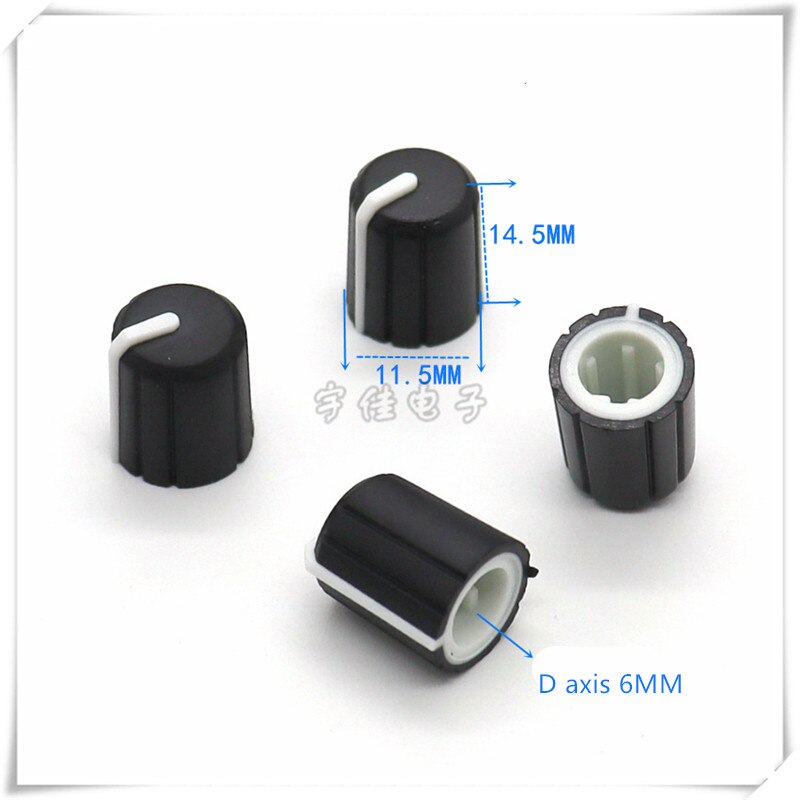 10 Piece 11.5*14MM half shaft Rubber/plasti knob potentiometer rotary encoder volume switch knob suitable for D axis 6MM