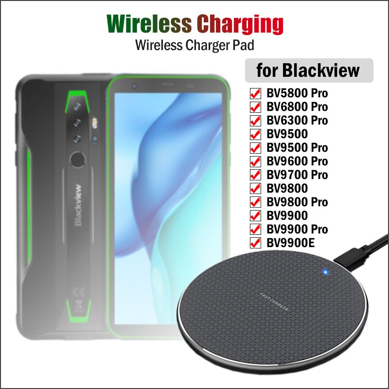 10w nopeaa langatonta qi -latausta blackview  bv9500 bv9800 bv9900 bv5800 bv6800 bv9600 bv9700 pro plus -puhelimen langattomaan laturiin