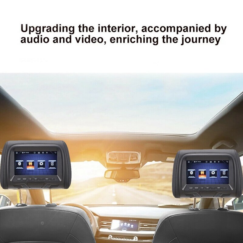 7 inch Touch Screen Car Headrest Monitor with Zipper MP5 Player Pillow Monitor Support Video Sync/ Mirror Link