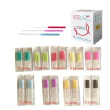 Aguja de acupuntura estéril EACU, accesorio desechable para masaje de belleza, con mango de plástico, 0,12/0,14/0,16/0,18/0,20mm, 0,22 Uds.