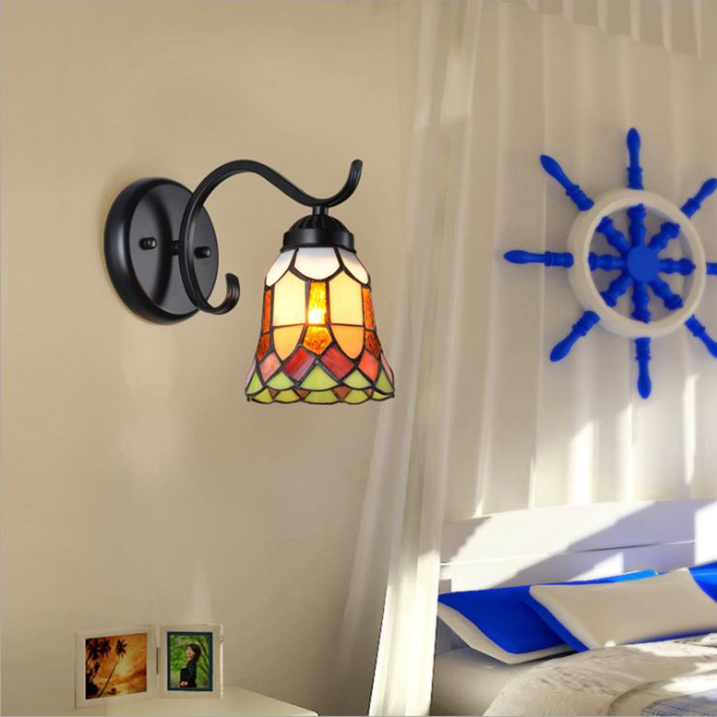 2PCS Tiffany Style Glass Lampshade 1-5/8-inch fitter for Wall Lamp and Pendant Light