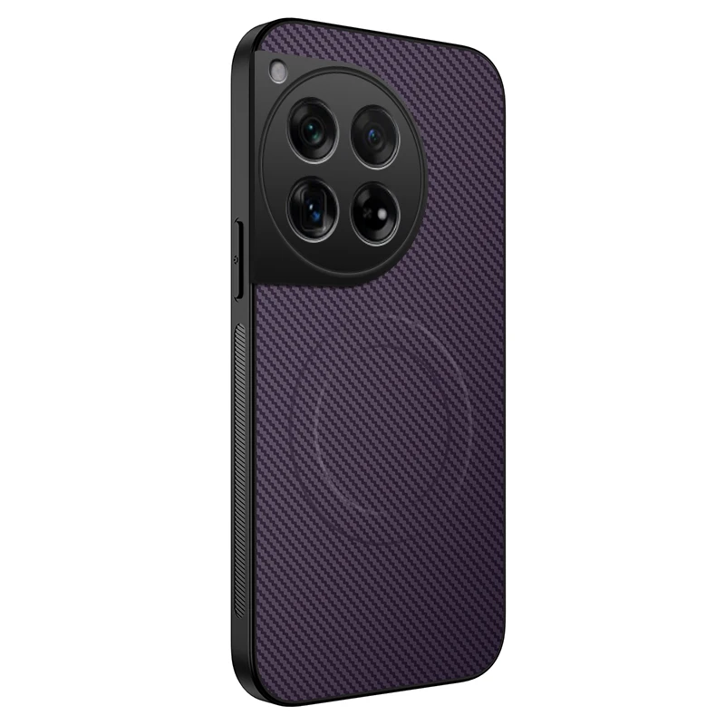 Biznesowa tekstura Kevra z włókna węglowego, wąska, odporna na upadki obudowa telefonu dla jeden plus 13/12/11R kompatybilna z ładowaniem Magsafe: FIOLETOWY / OnePlus 12R
