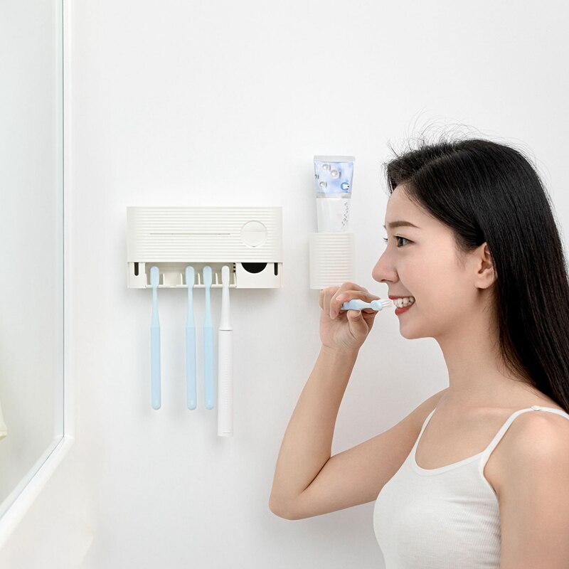 UV Light Toothbrush Sterilizer Holder Inhibit Bacterial Toothbrush Antibacterial Box Wall Mount Toothbrush Holder