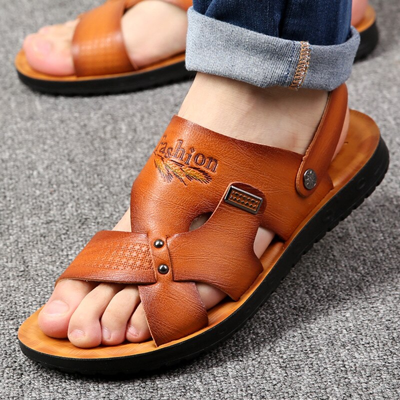 Herresandaler sommer sommer strandferie reiser skinn herre sandaler sommer pustende sandaler til menn