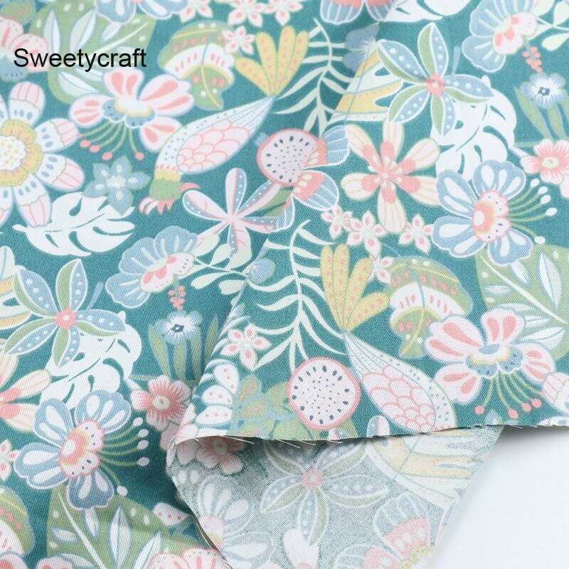 160*50cm fleur feuille impression coton tissu tela algodon patchwork baumwolle stoff pour bricolage couture ensembles de literie matériel accessoires: Cotton Fabric-2