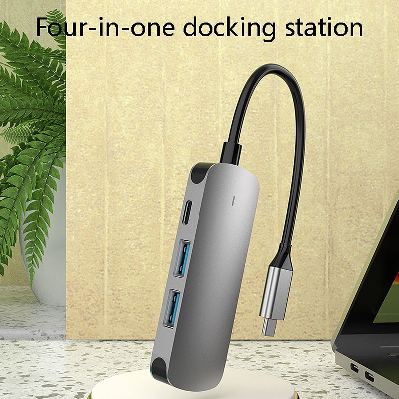 4-In-1 Docking Station, type-C Om USBx2 + Hdmi + Dp Draagbare Multifunctionele Hub, ondersteunt USB-C Mobiele Telefoons En Computers