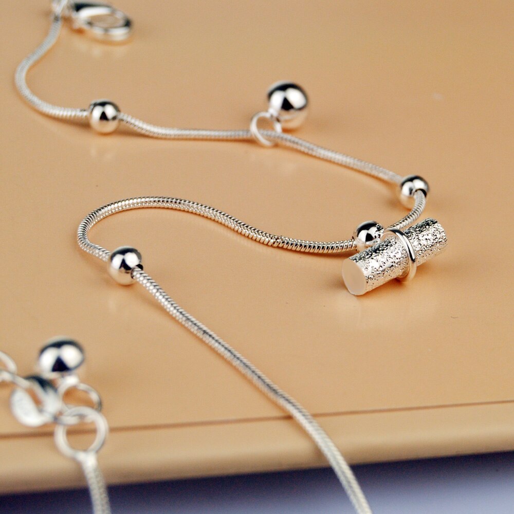 Bohemia Foot Beach Anklets100%925 Sterling Silver Ankle Simple Snake chain Anklet Bracelet Women Barefoot Chain Jewelry