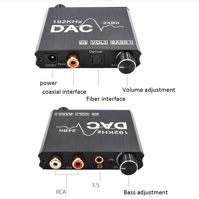 Digital to Analog Audio Converter Optical Coaxial 192KHz Digital to Analog Converter