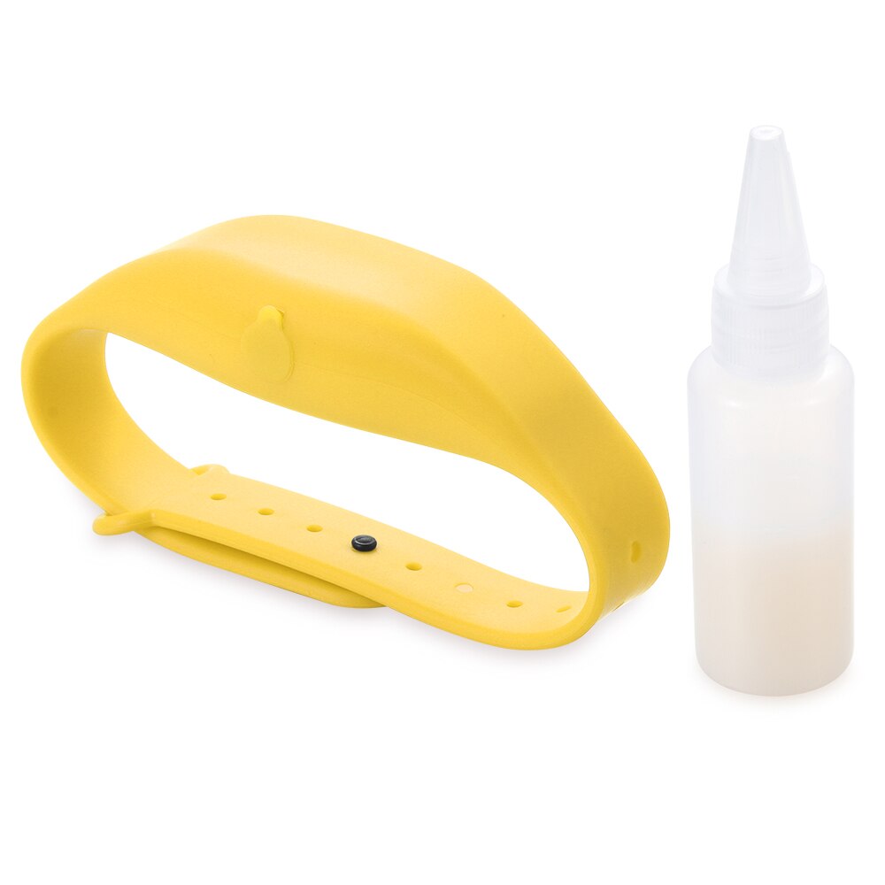 Dispensador portátil de silicona para viajes, para adultos y niños, Gel líquido para lavar a mano, pulsera con almacenamiento: 15ml yellow