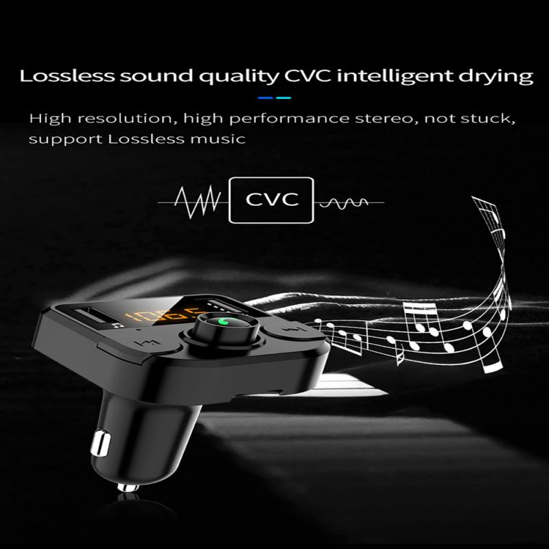 Car Bluetooth Player Dual USB Car Bluetooth Hands-Free Phone Multi-Function Card FM Receiver Mobile Phone Charger For MP3